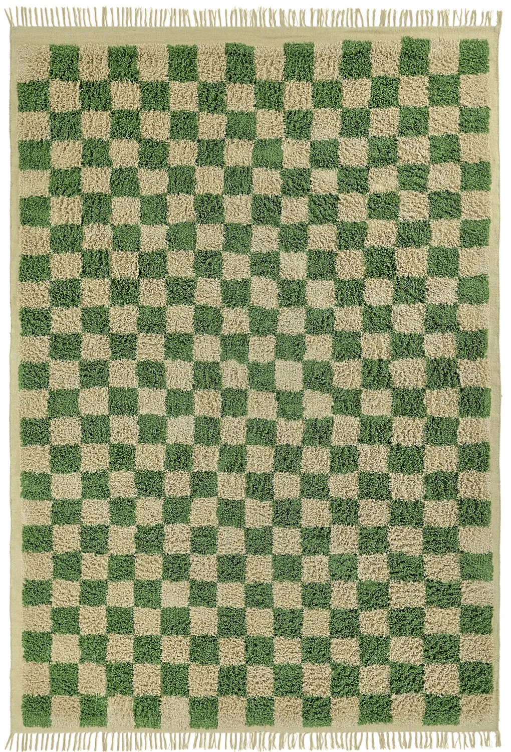 Hochflorteppiche - Elsey Natural Cotton Shaggy (grün/beige)