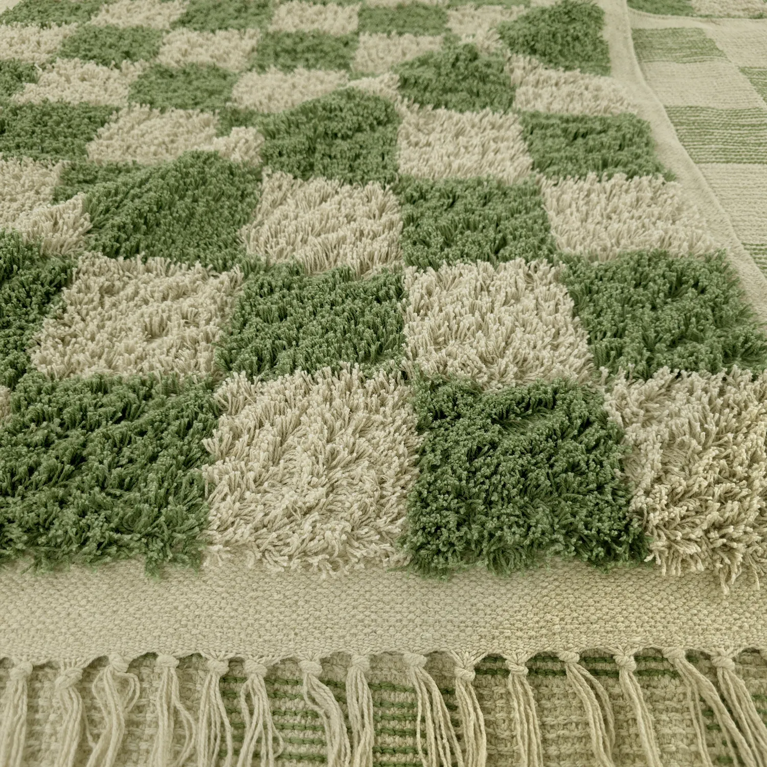 Hochflorteppiche - Elsey Natural Cotton Shaggy (grün/beige)
