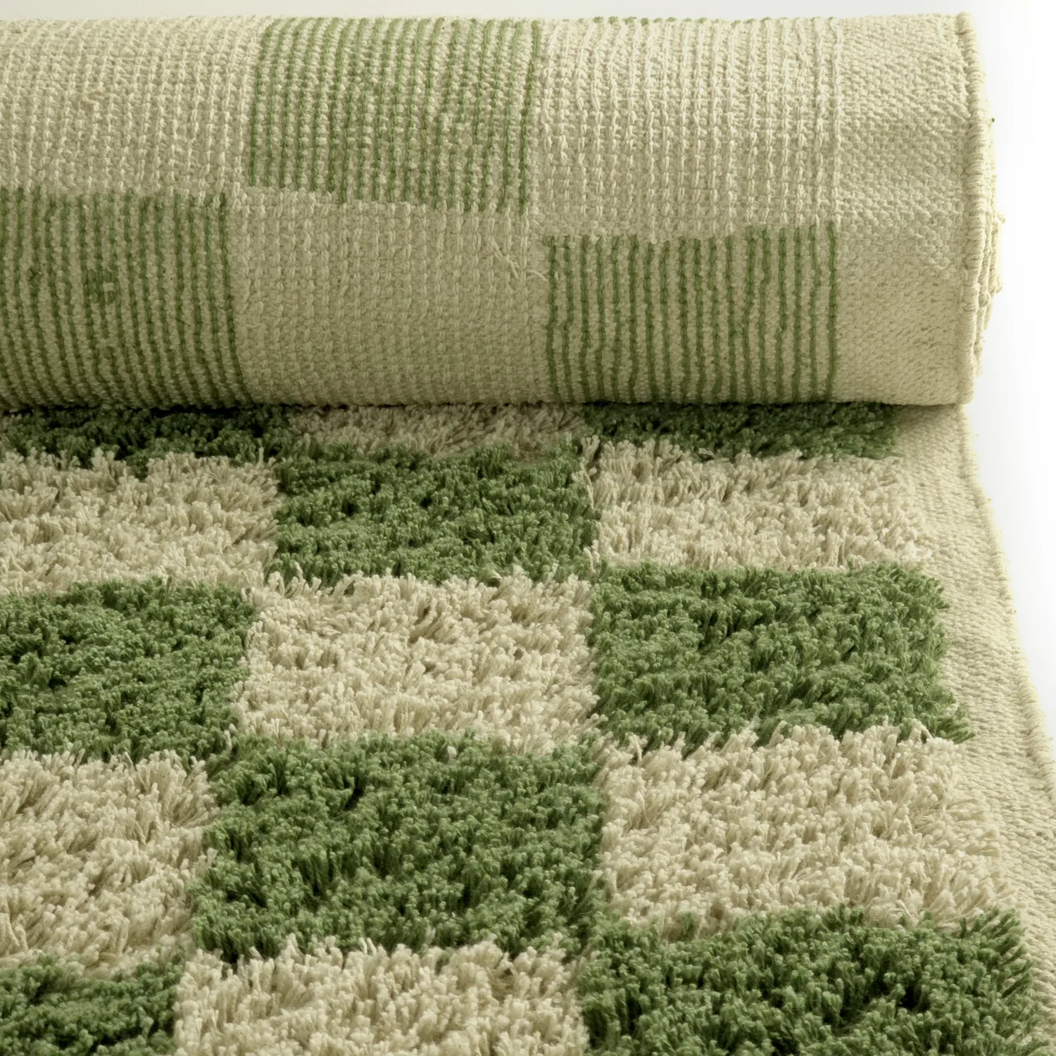 Hochflorteppiche - Elsey Natural Cotton Shaggy (grün/beige)