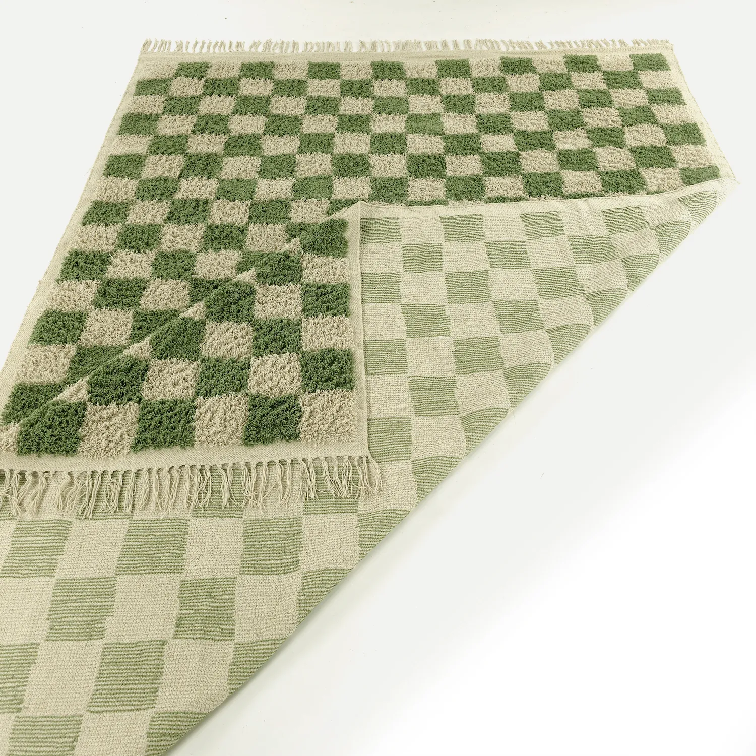Hochflorteppiche - Elsey Natural Cotton Shaggy (grün/beige)