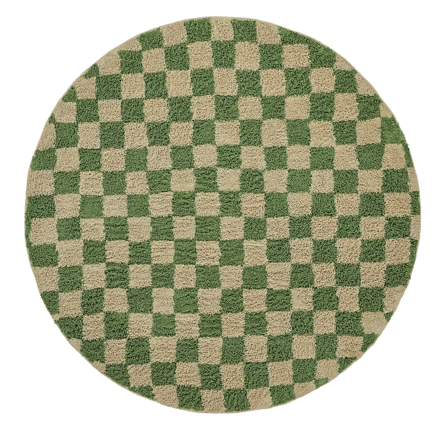 Runde Teppiche - Elsey Natural Cotton Shaggy (grün/beige)