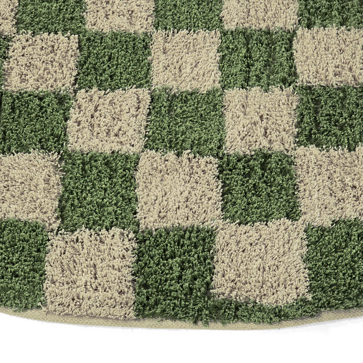 Runde Teppiche - Elsey Natural Cotton Shaggy (grün/beige)