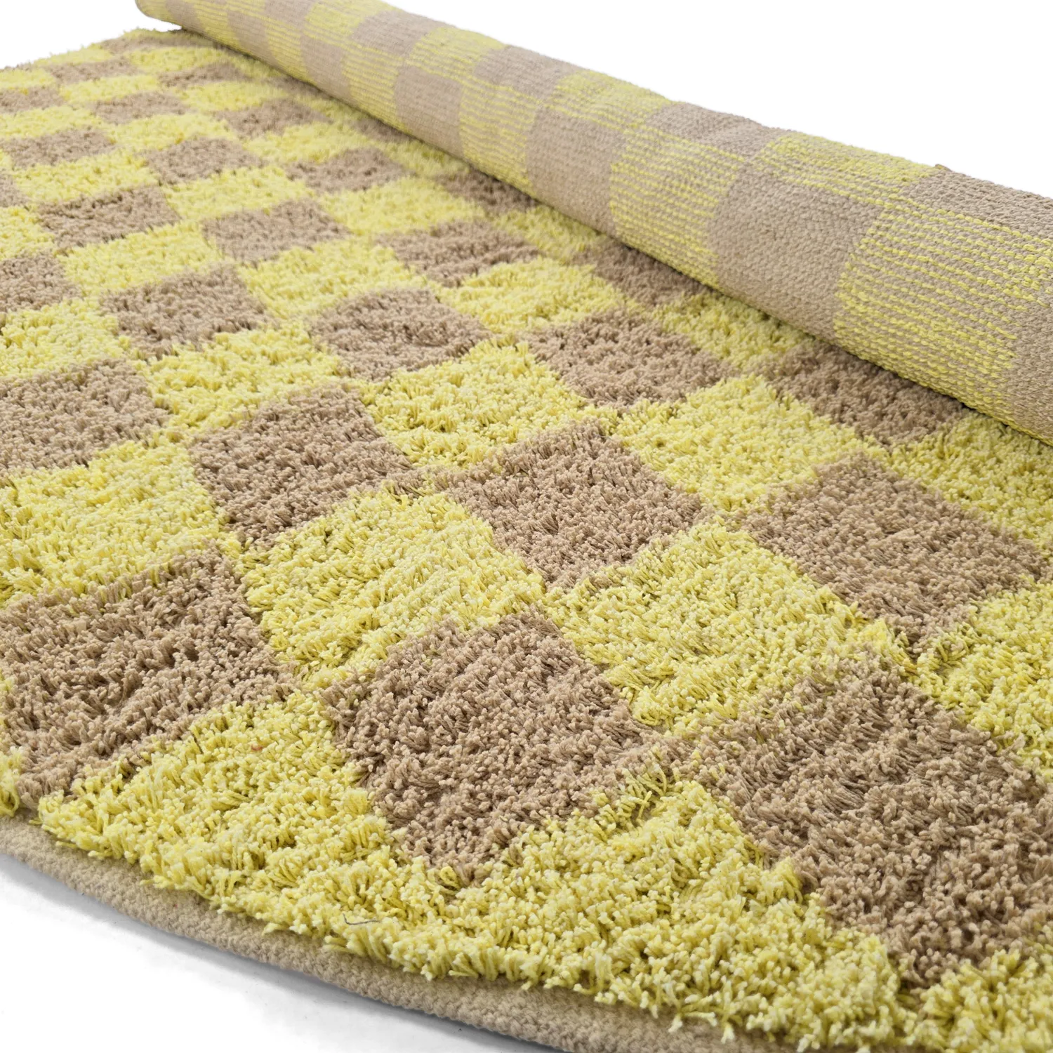 Runde Teppiche - Elsey Natural Cotton Shaggy (gelb/beige)