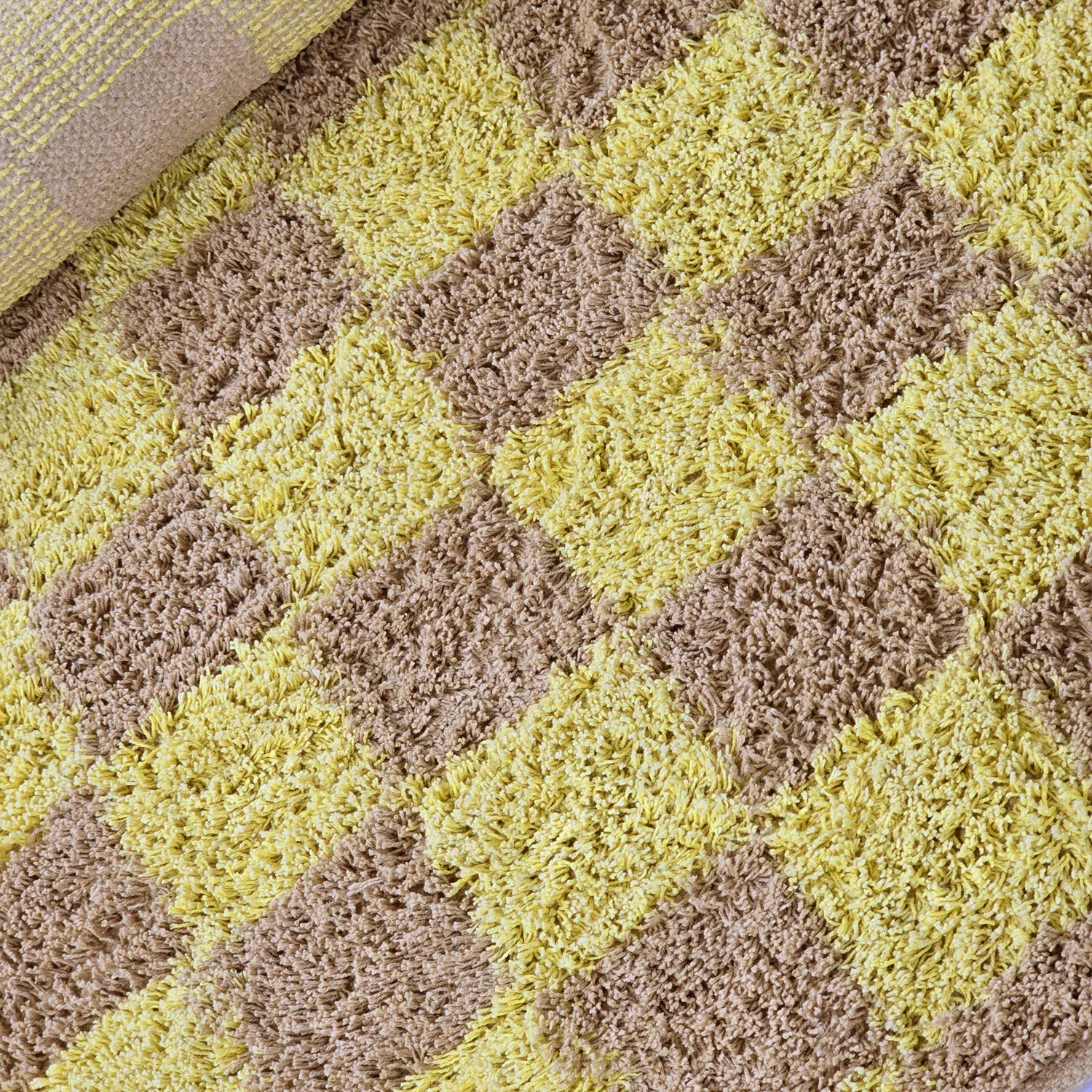 Runde Teppiche - Elsey Natural Cotton Shaggy (gelb/beige)