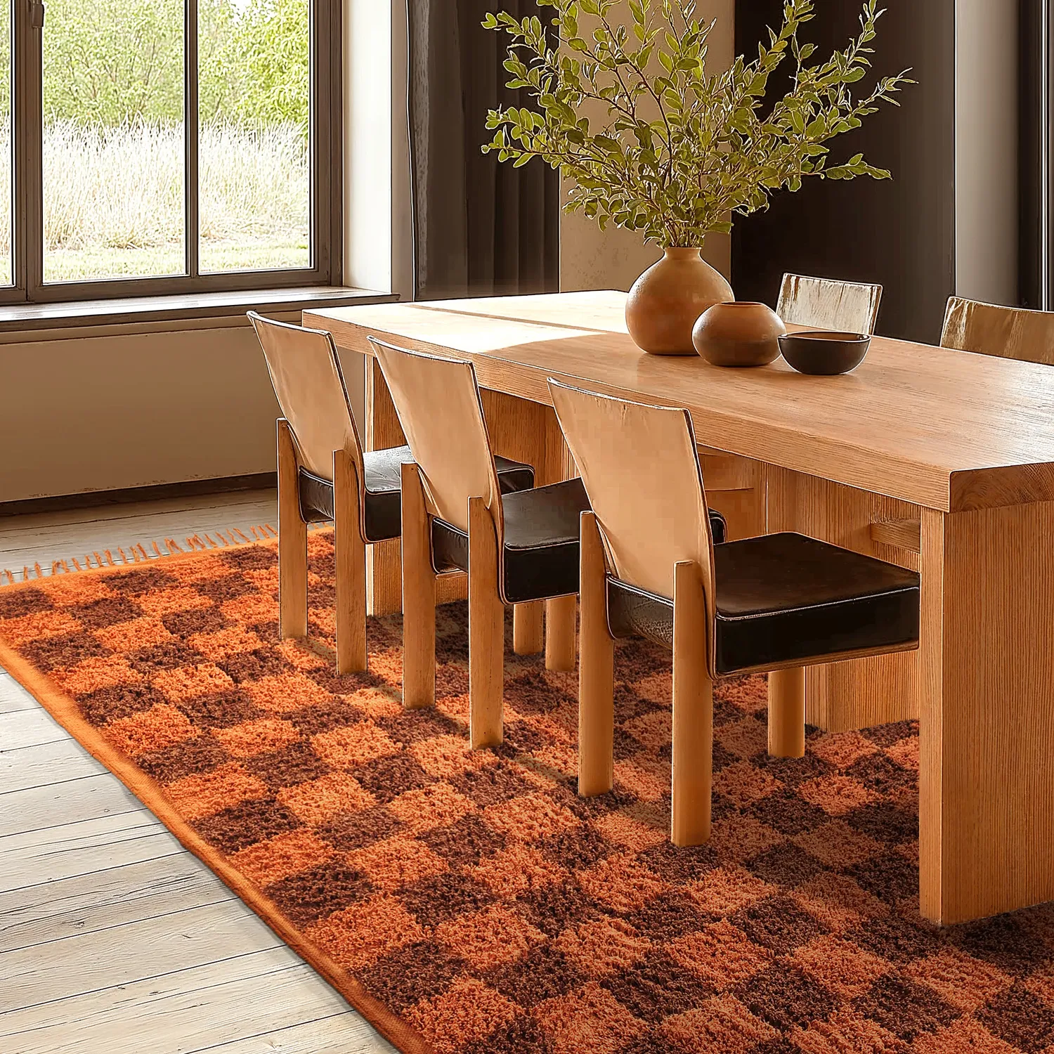 Tapis à poils longs - Elsey Natural Cotton Shaggy (oranžna/rdeča)