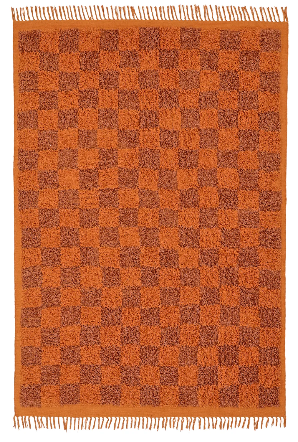 Tapis à poils longs - Elsey Natural Cotton Shaggy (oranžna/rdeča)