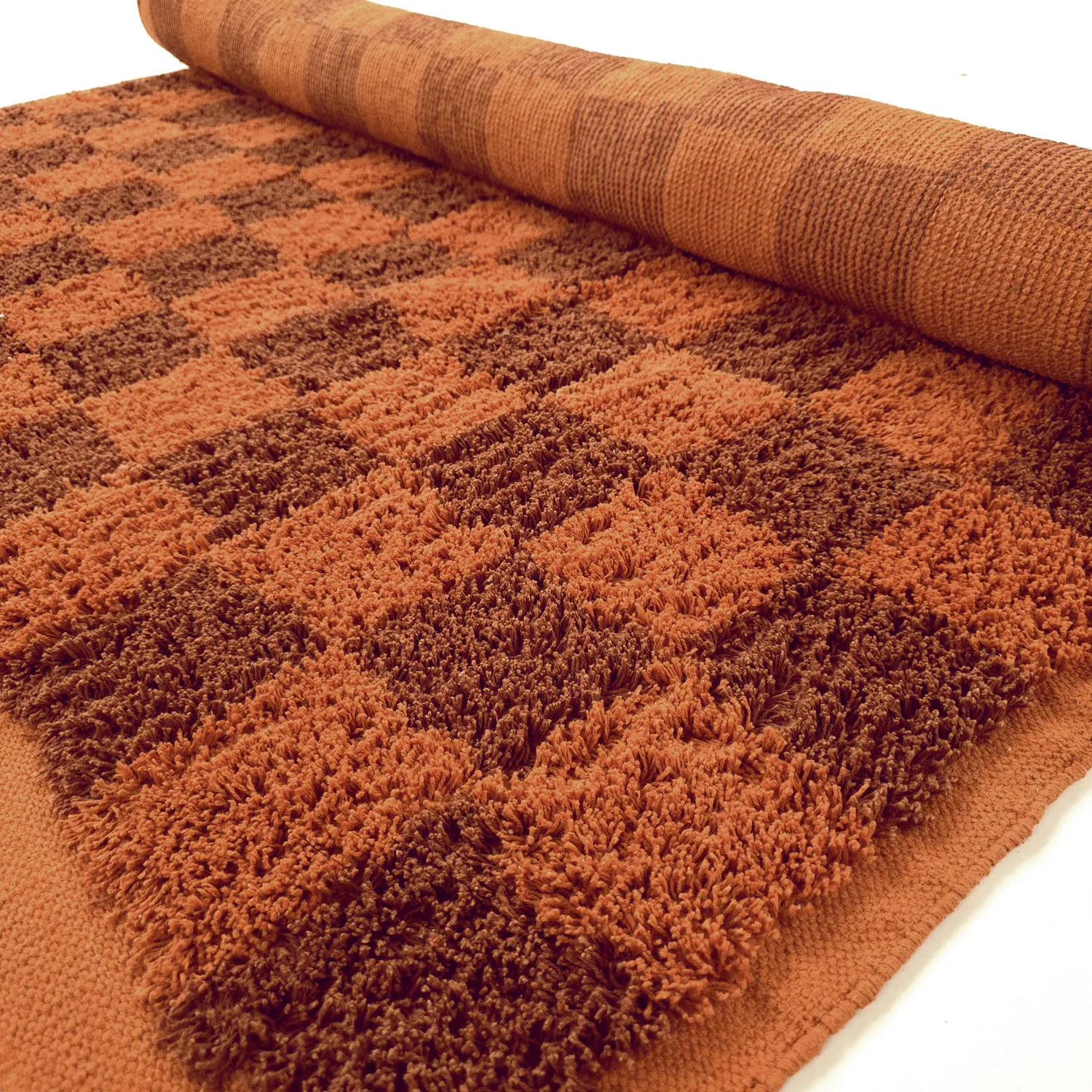 Tapis à poils longs - Elsey Natural Cotton Shaggy (oranžna/rdeča)