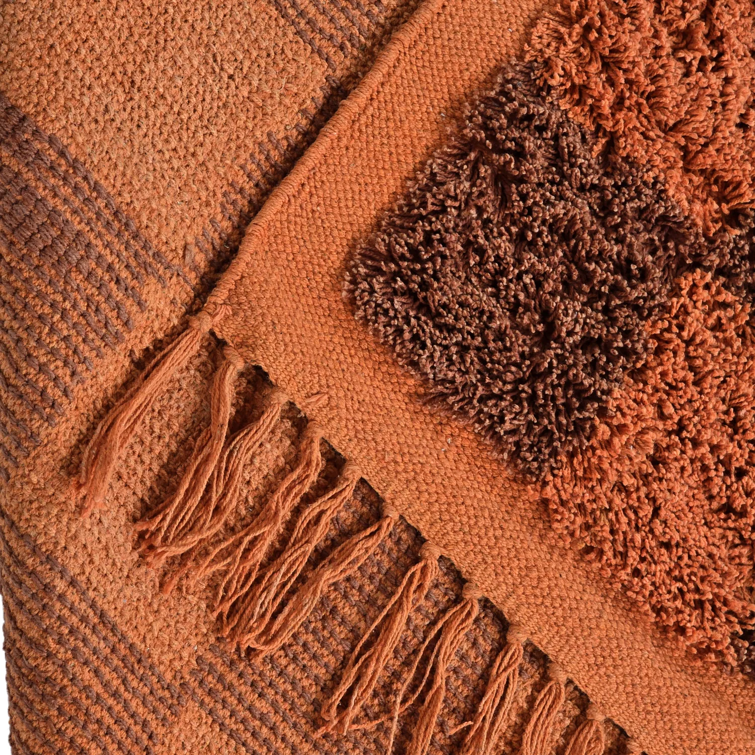 Tapis à poils longs - Elsey Natural Cotton Shaggy (oranžna/rdeča)