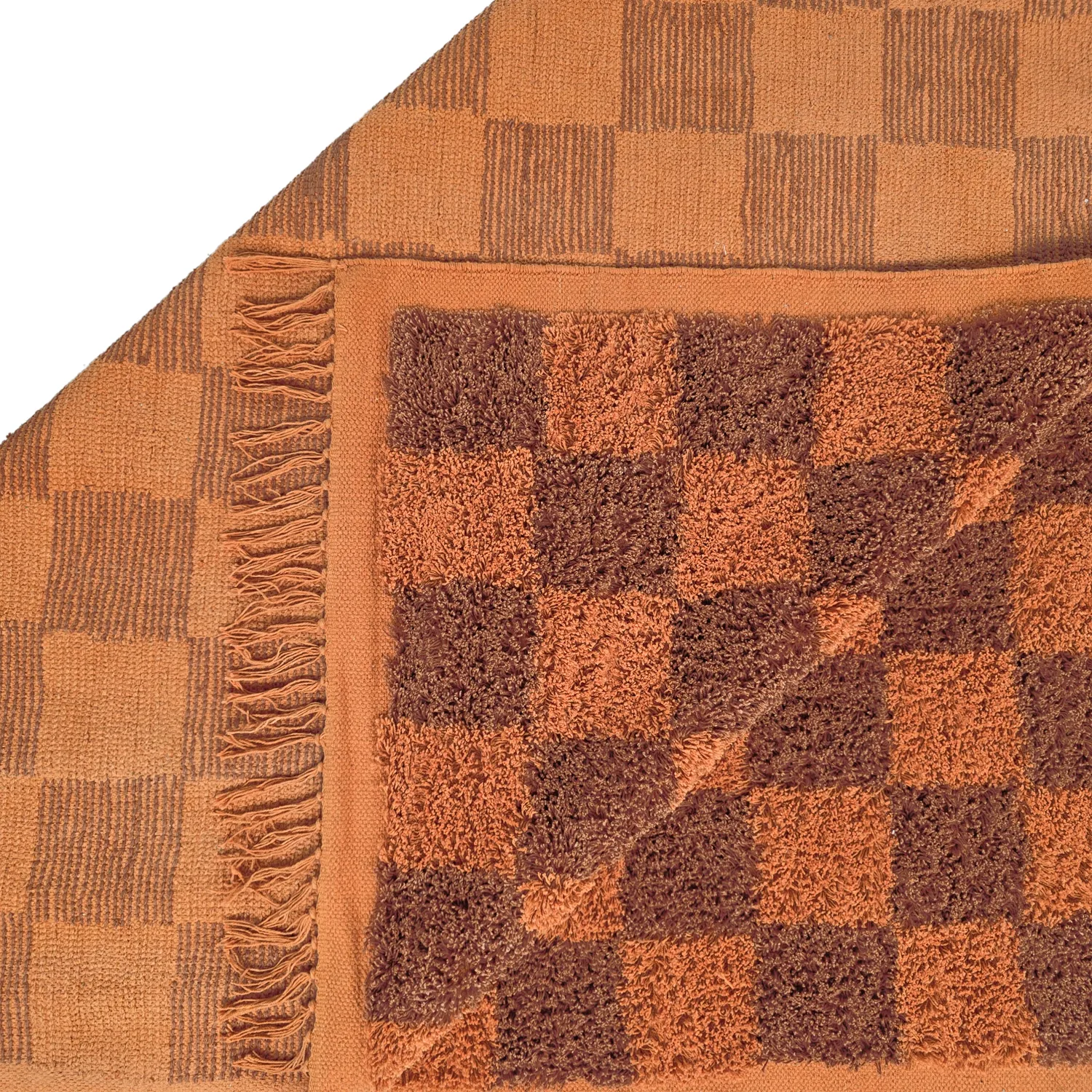 Tapis à poils longs - Elsey Natural Cotton Shaggy (oranžna/rdeča)