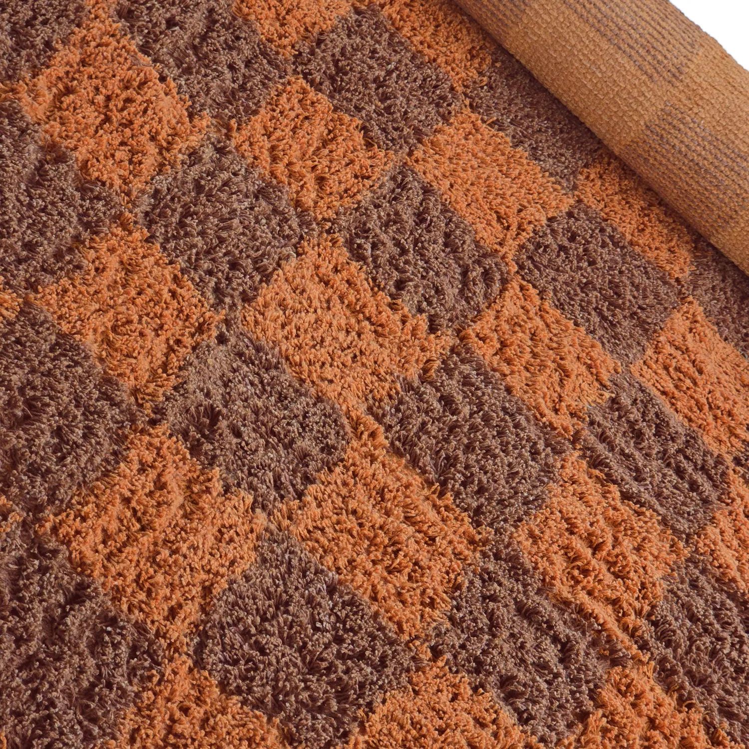 Runde Teppiche - Elsey Natural Cotton Shaggy (orange/rot)