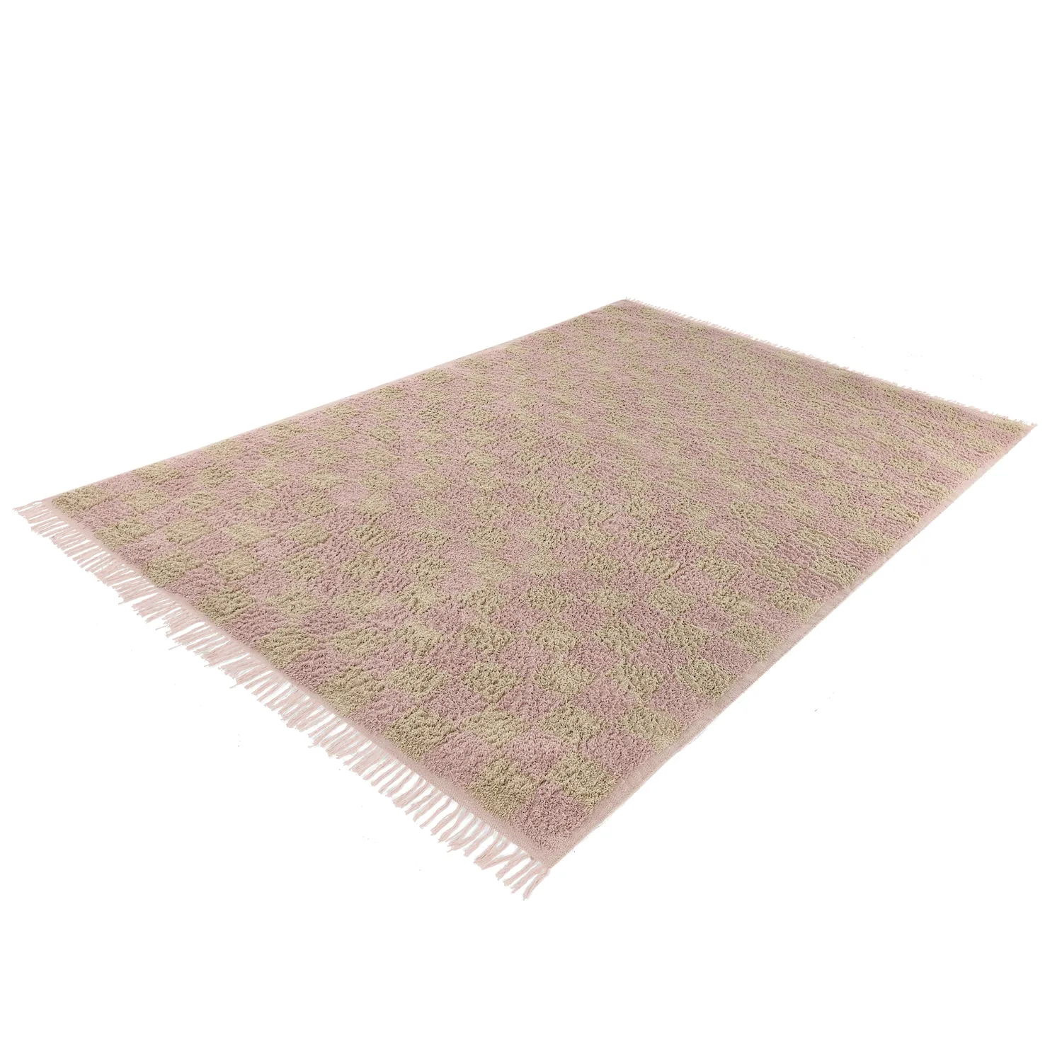 Tapis à poils longs - Elsey Natural Cotton Shaggy (roza/oranžna)