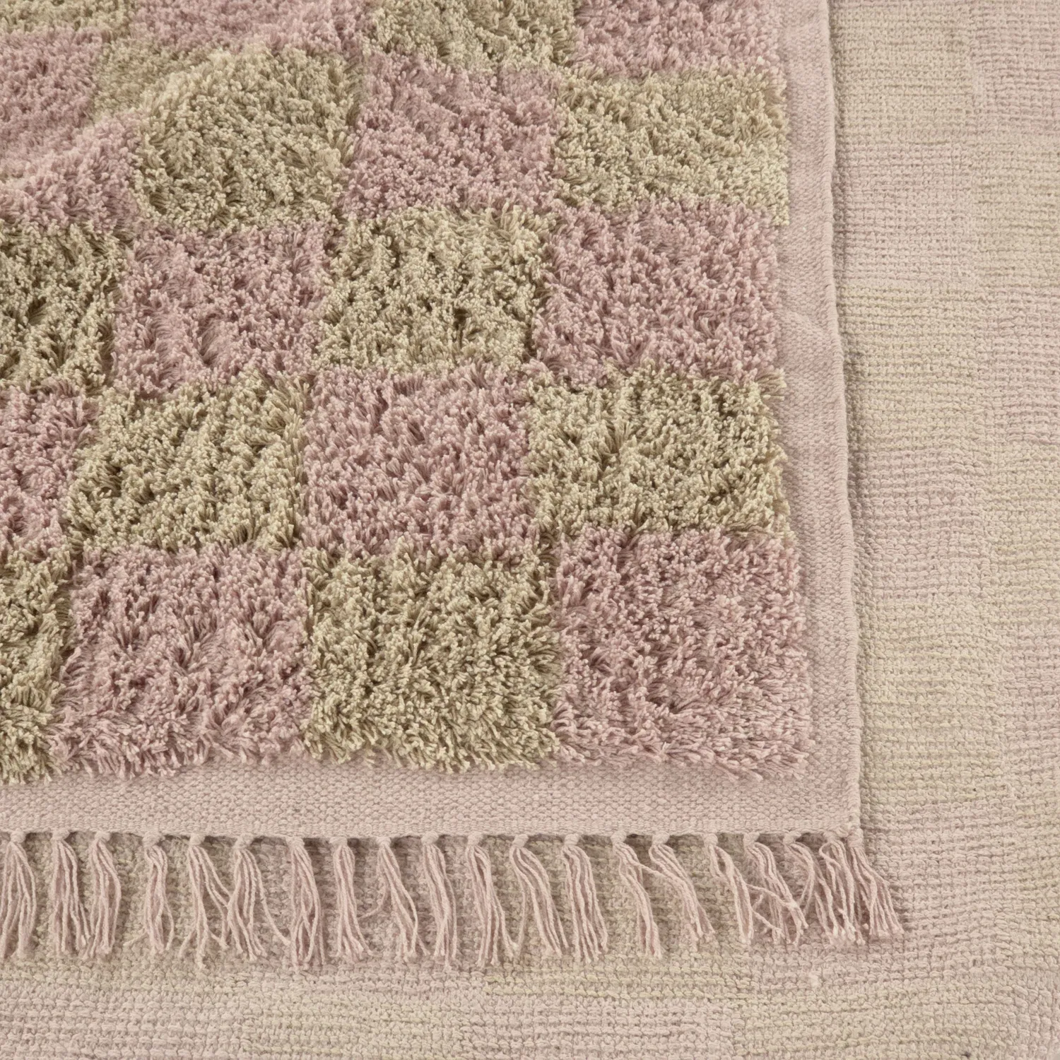 Tapis à poils longs - Elsey Natural Cotton Shaggy (roza/oranžna)
