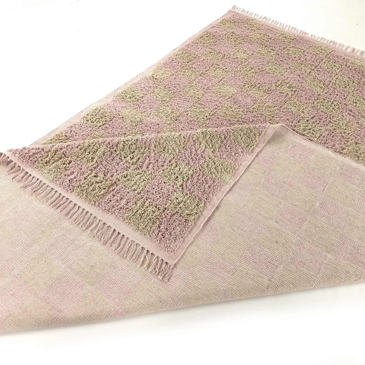 Tapis à poils longs - Elsey Natural Cotton Shaggy (roza/oranžna)