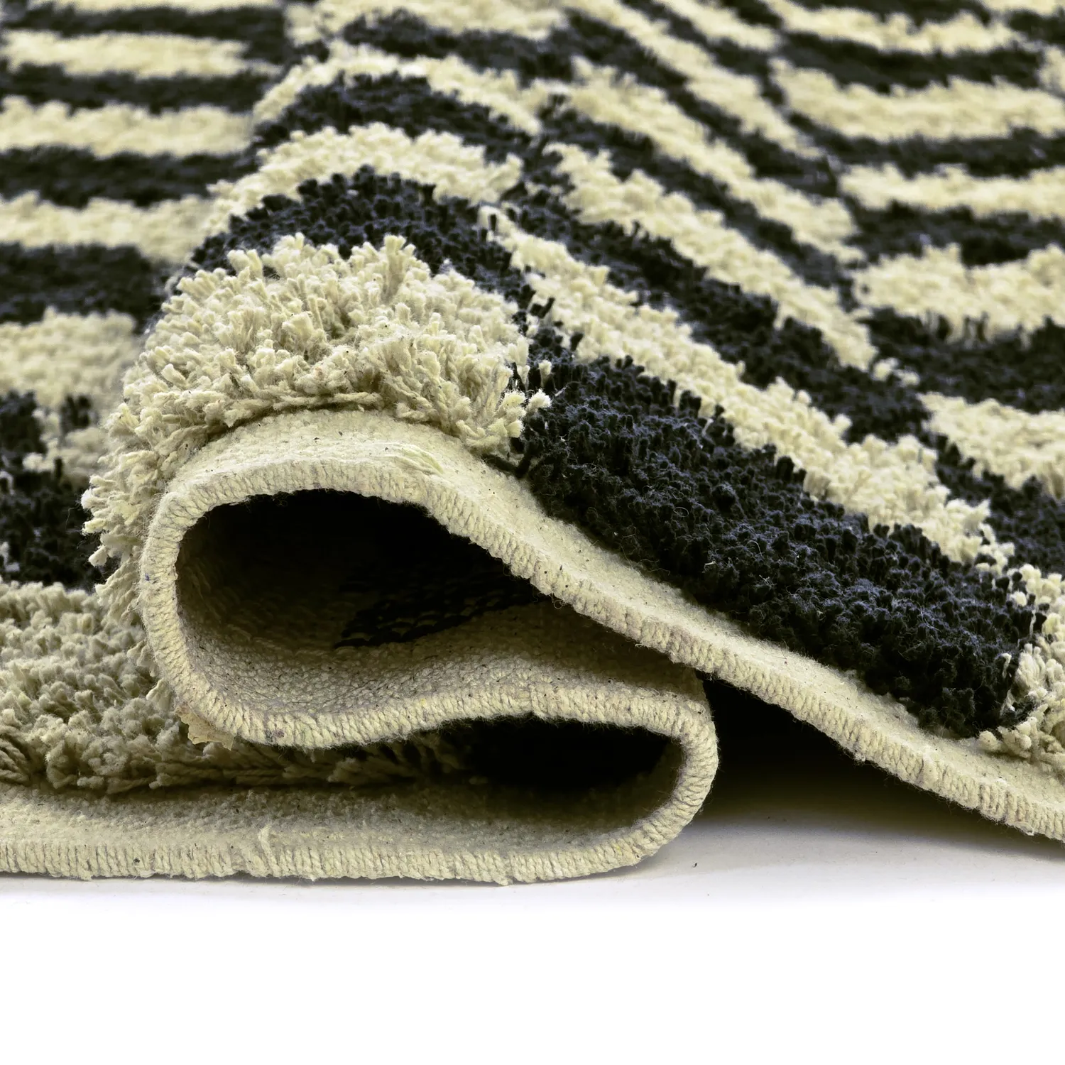 Hochflorteppiche - Elsey Natural Cotton Shaggy (schwarz/beige)