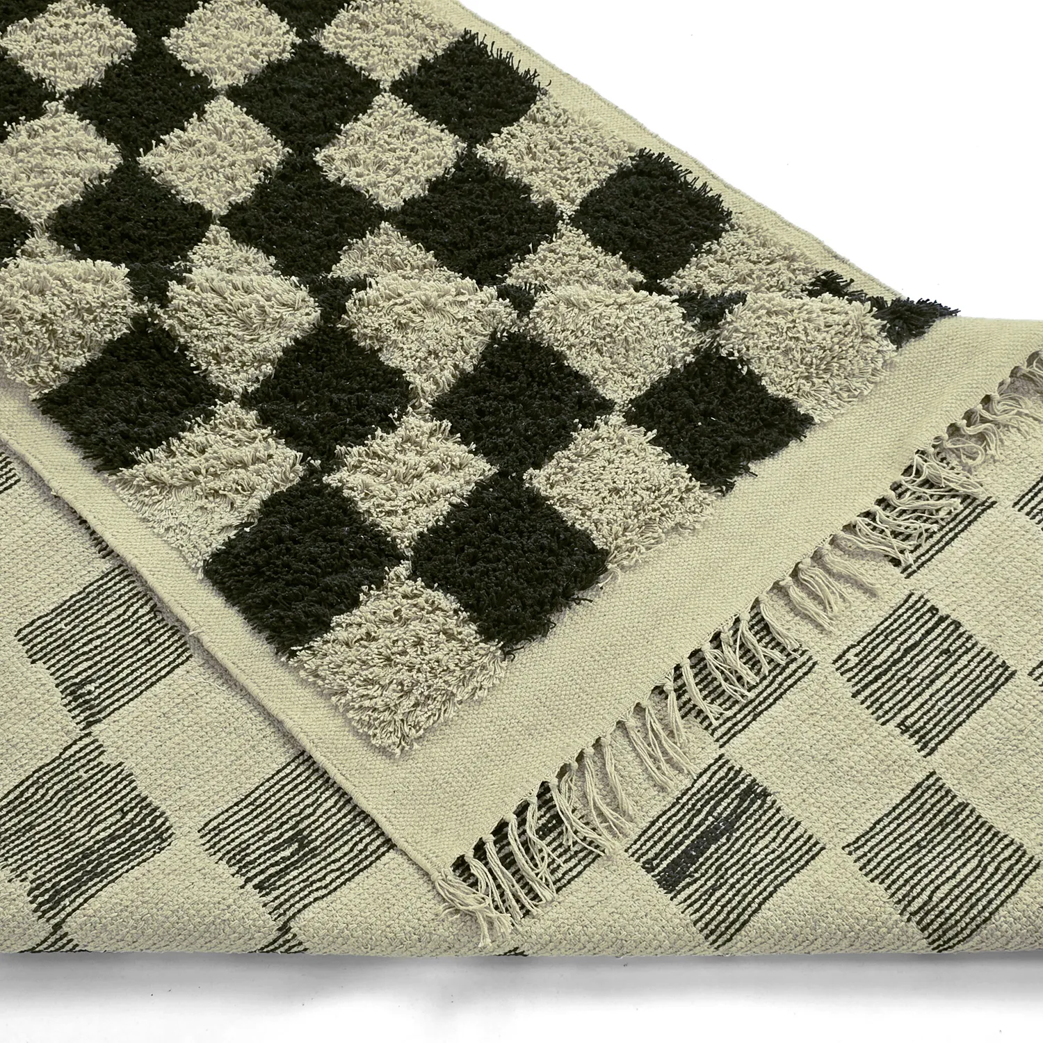 Hochflorteppiche - Elsey Natural Cotton Shaggy (schwarz/beige)