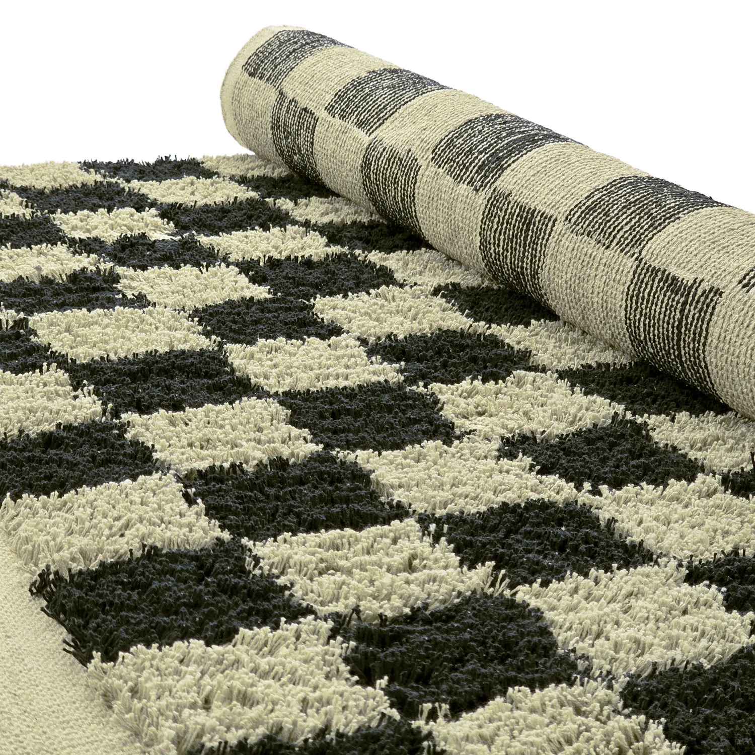 Hochflorteppiche - Elsey Natural Cotton Shaggy (schwarz/beige)