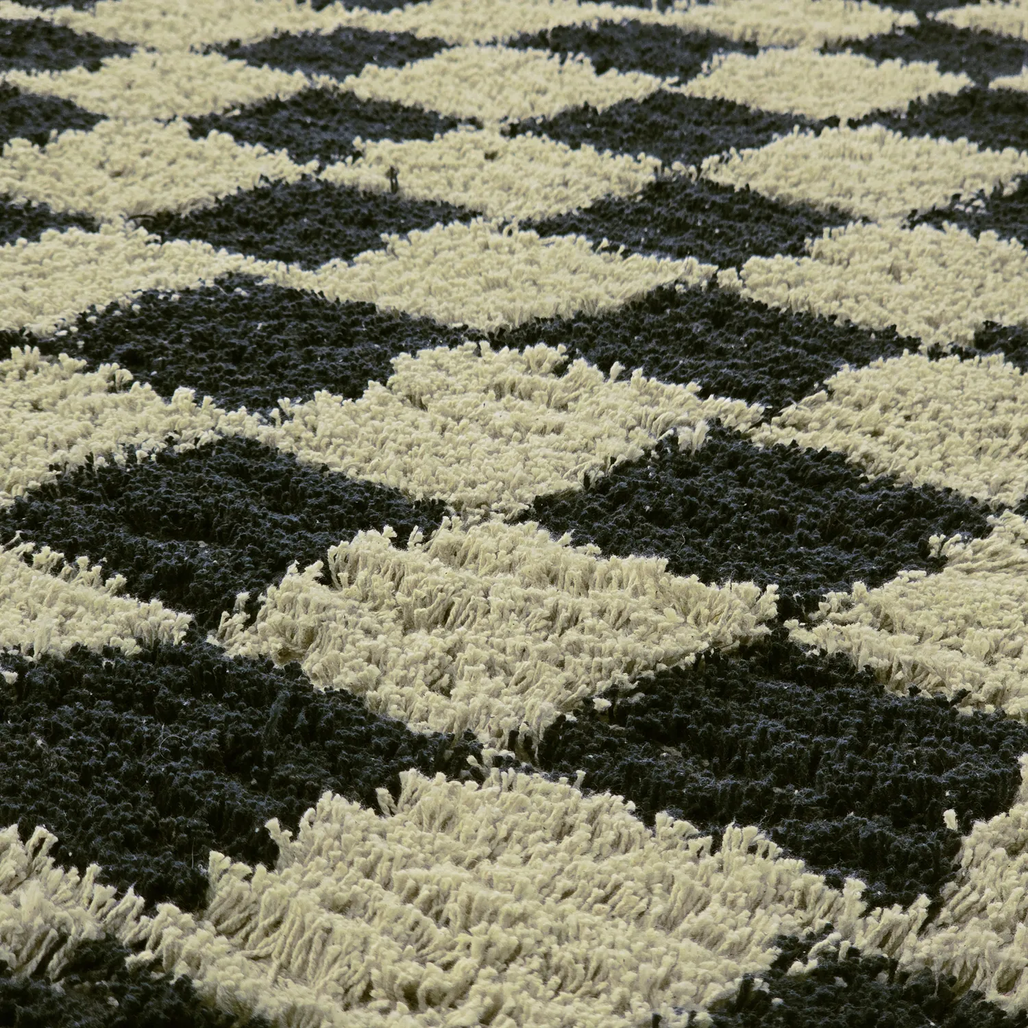 Runde Teppiche - Elsey Natural Cotton Shaggy (schwarz/beige)