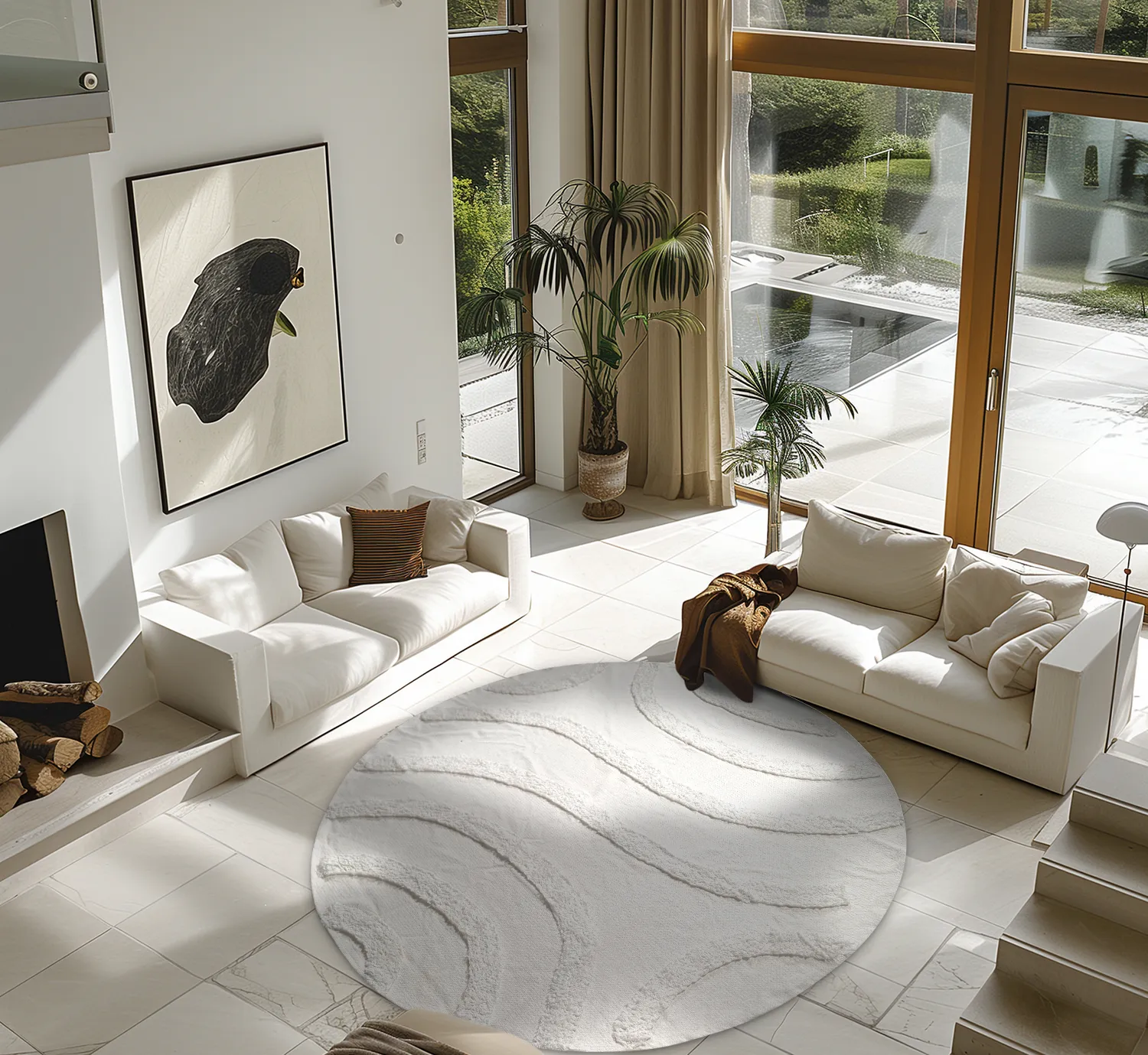 Runde Teppiche - Emilia Natural Cotton Shaggy (offwhite)