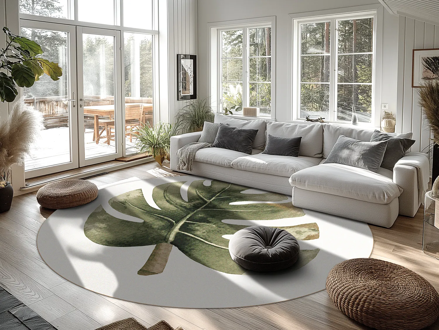 Rund Teppich - Falling Leaves (grün)