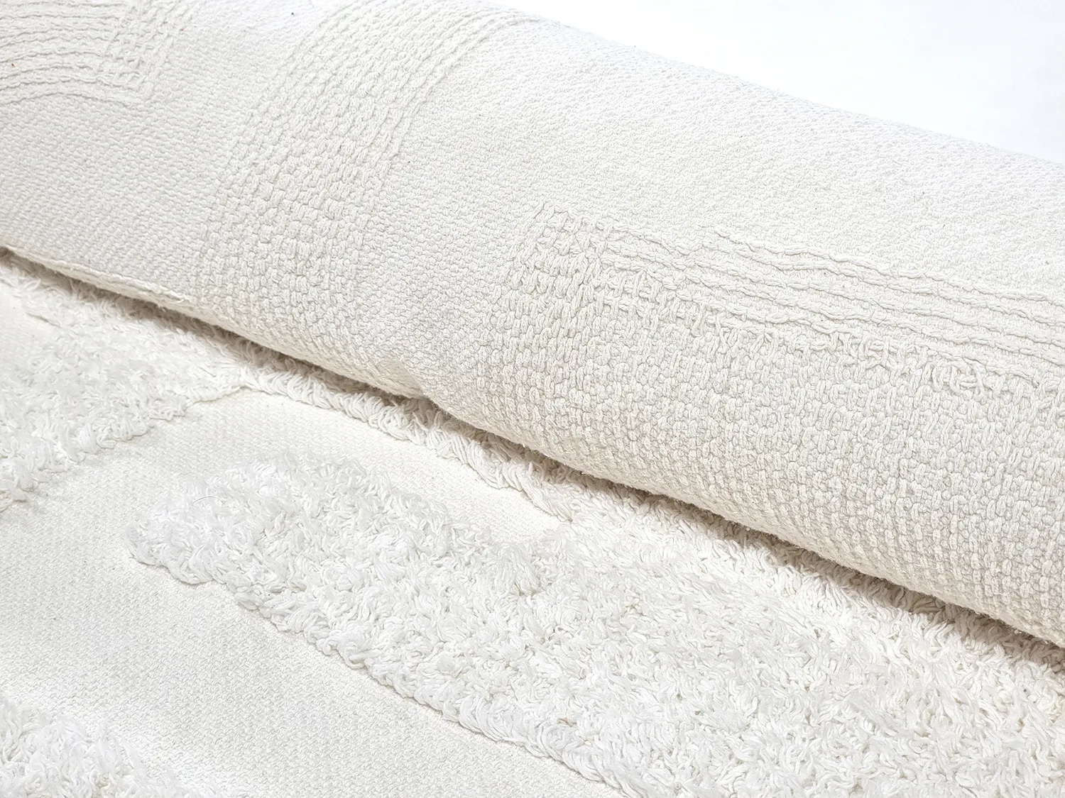Tapis rond - Fallon Natural Cotton Shaggy (blanc cassé)