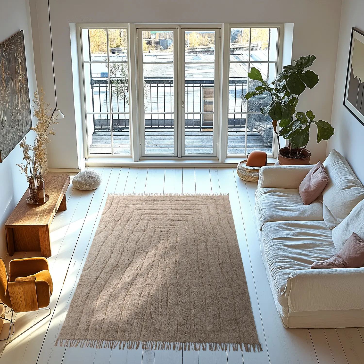 Hochflorteppiche - Farley Natural Cotton Shaggy (beige)