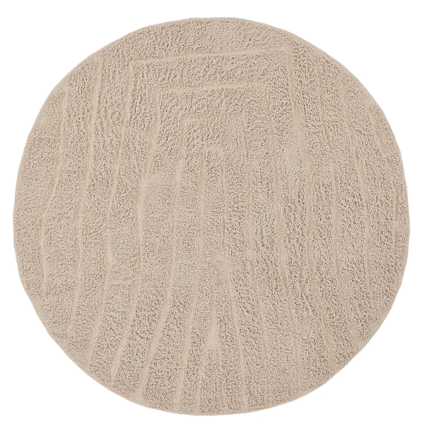 Runde Teppiche - Farley Natural Cotton Shaggy (beige)