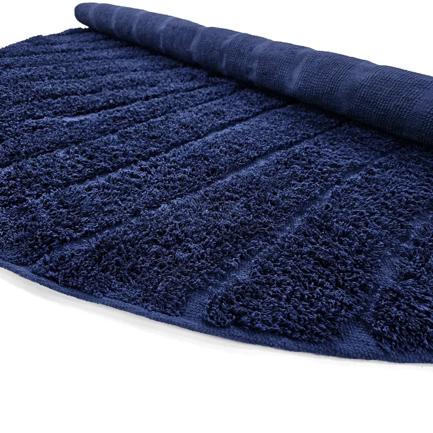 Runde Teppiche - Farley Natural Cotton Shaggy (blau)