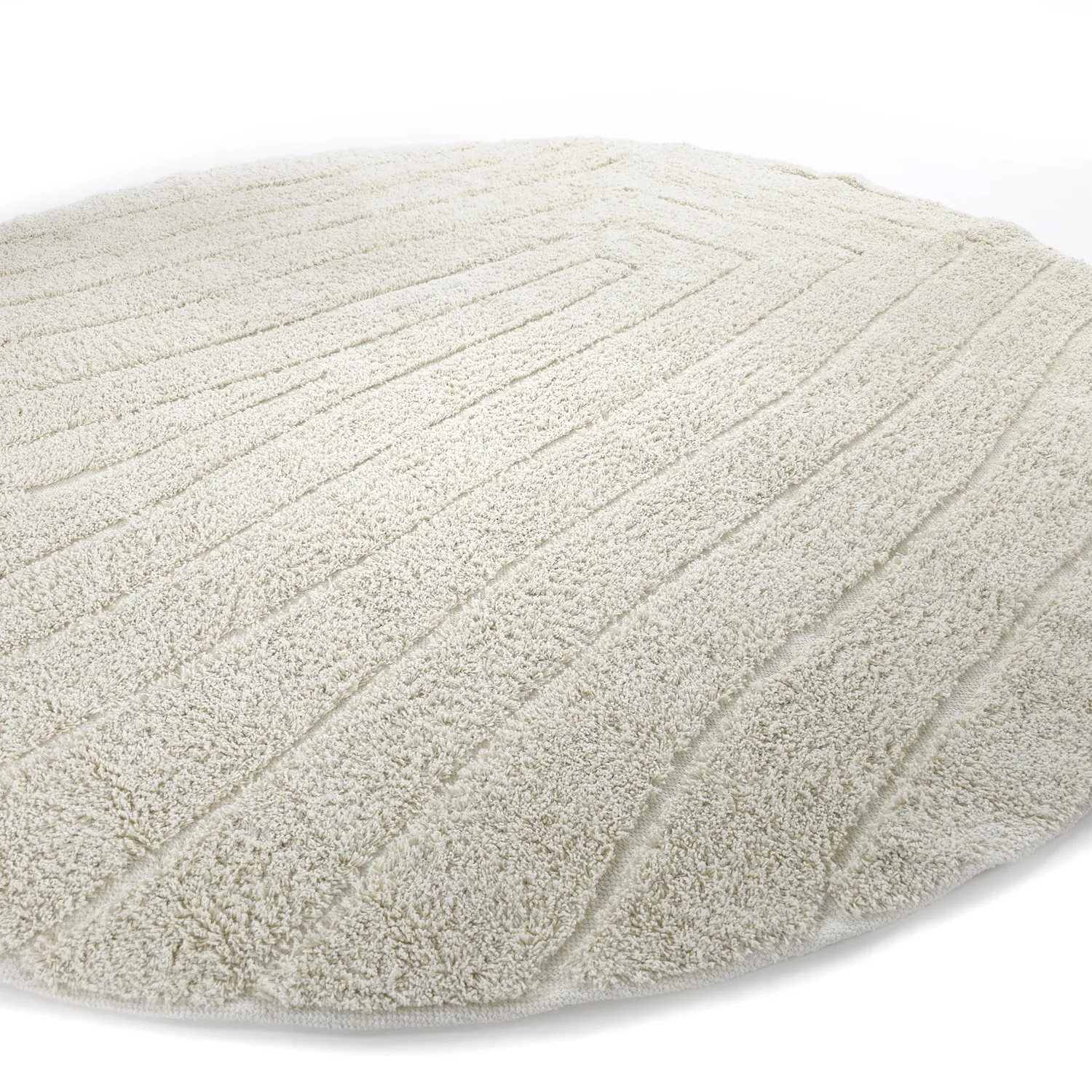 Runde Teppiche - Farley Natural Cotton Shaggy (cremefarben)