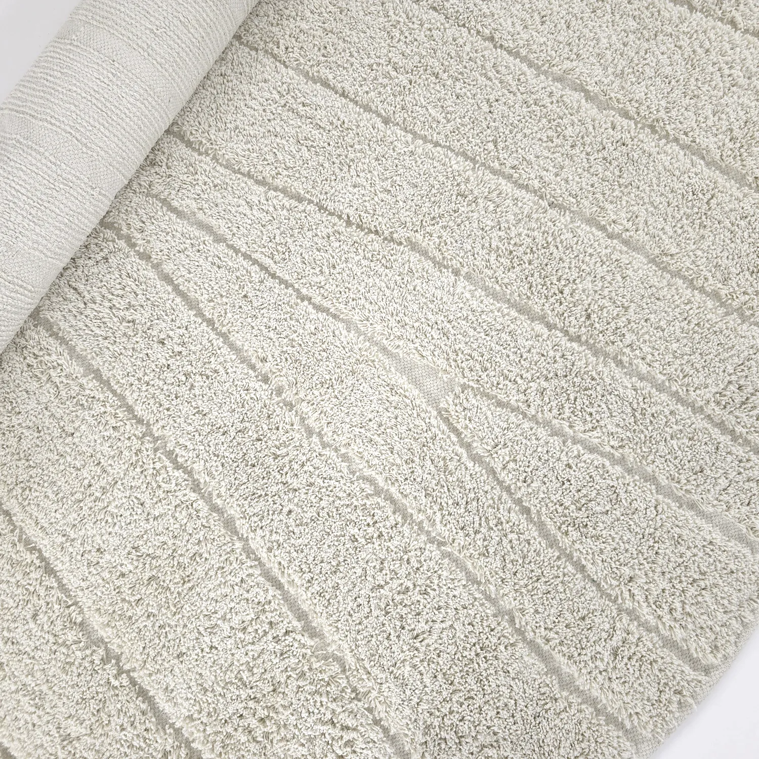 Runde Teppiche - Farley Natural Cotton Shaggy (cremefarben)