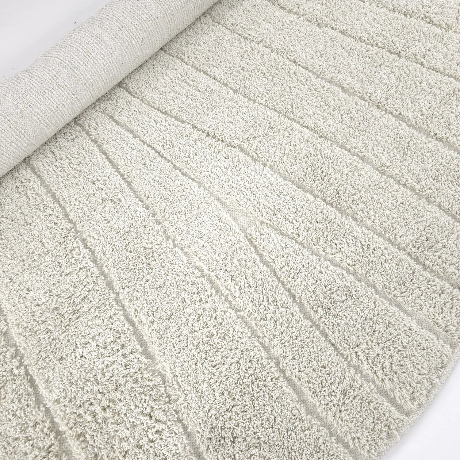 Runde Teppiche - Farley Natural Cotton Shaggy (cremefarben)