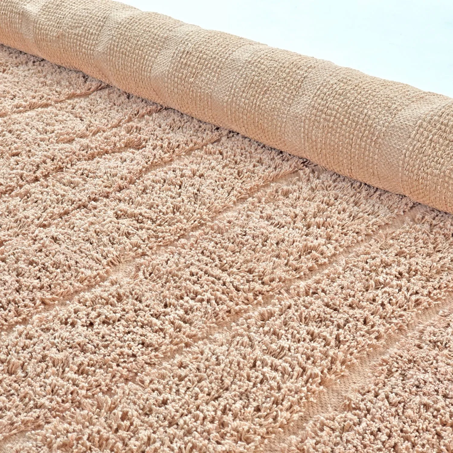 Tapis rond - Farley Natural Cotton Shaggy (roza)