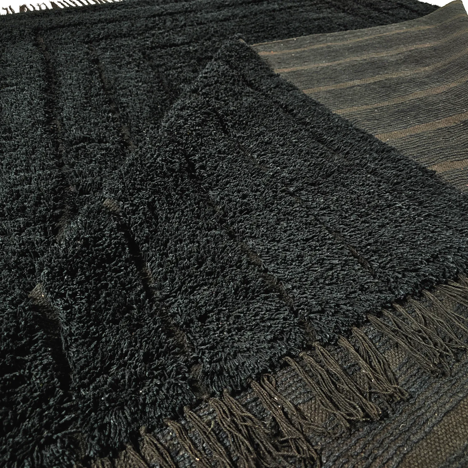 Hochflorteppiche - Farley Natural Cotton Shaggy (schwarz)