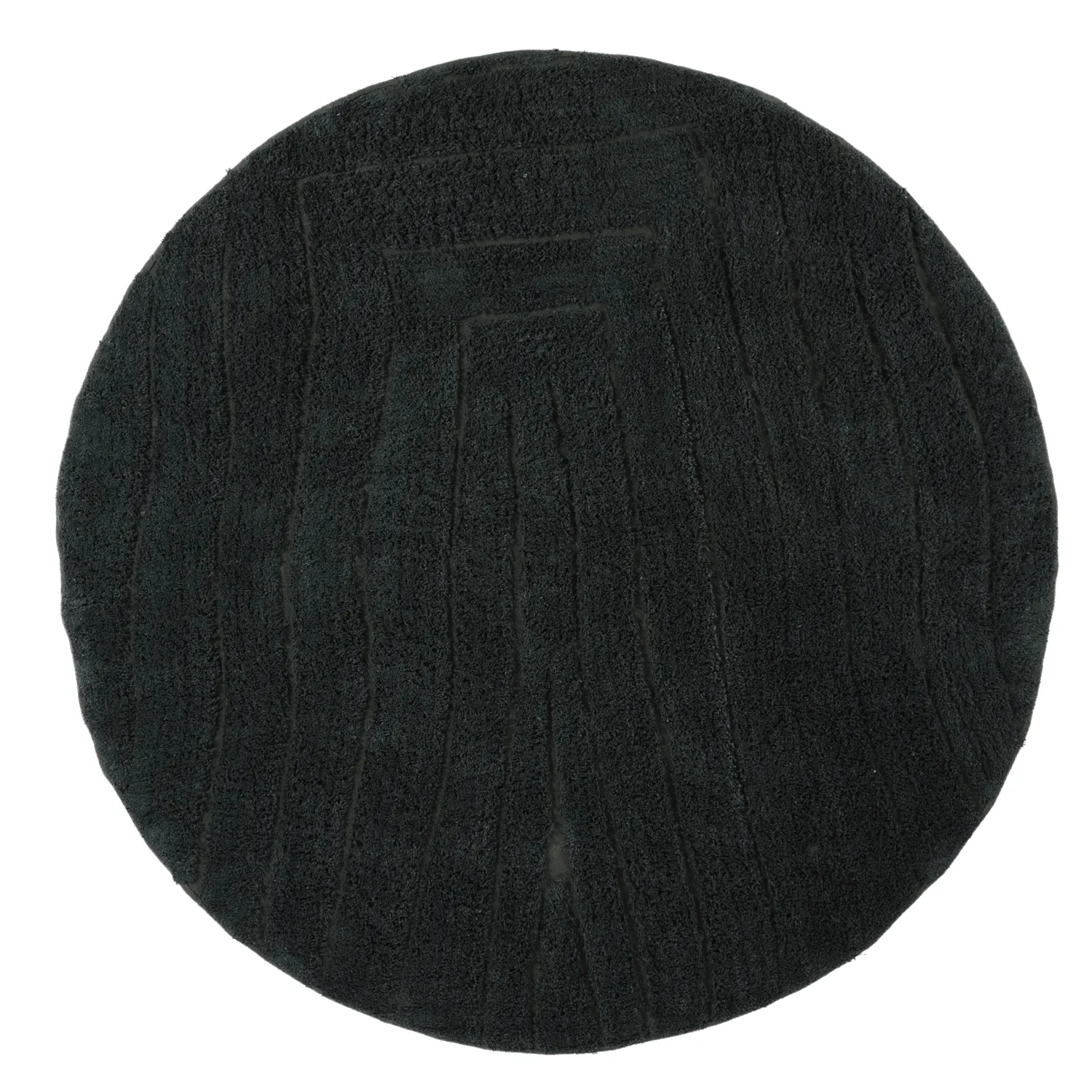 Runde Teppiche - Farley Natural Cotton Shaggy (schwarz)