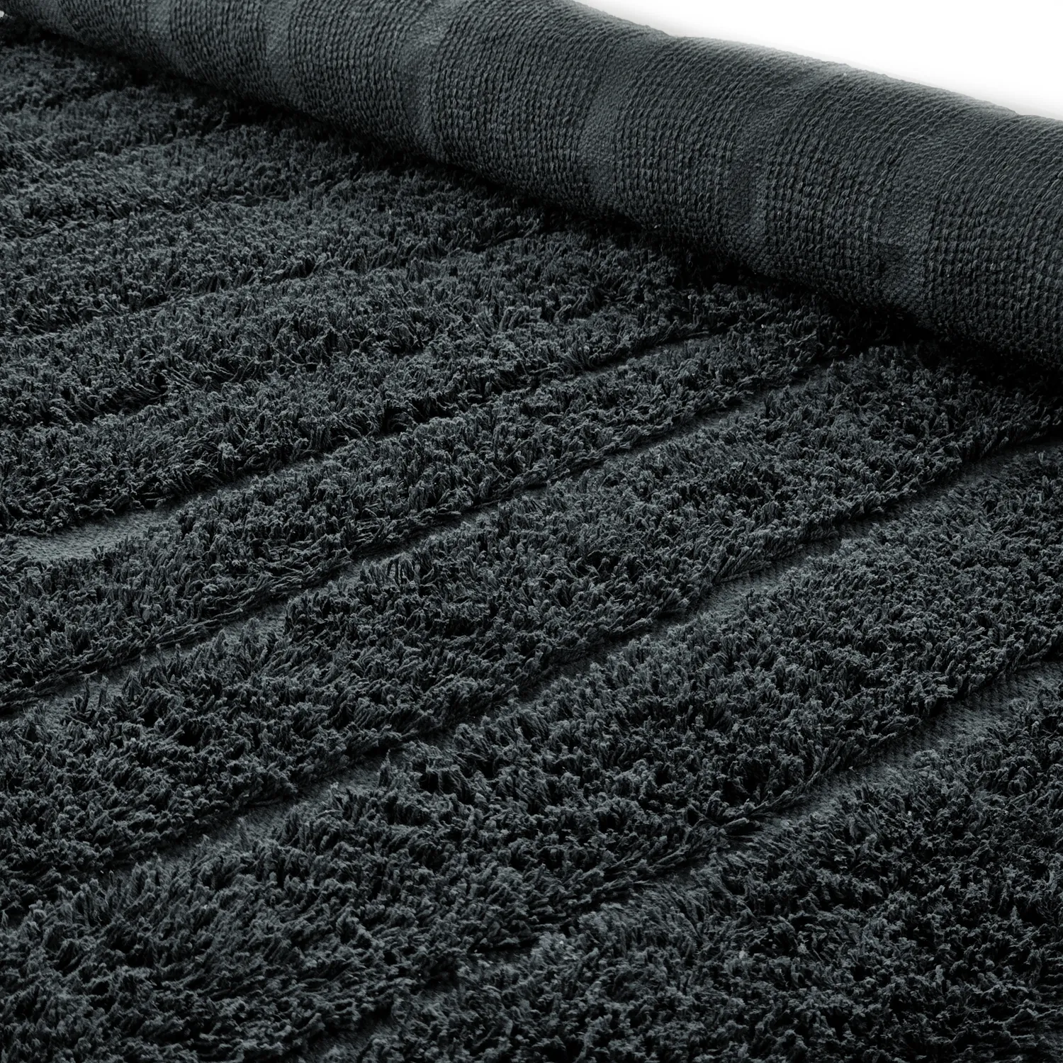 Runde Teppiche - Farley Natural Cotton Shaggy (schwarz)