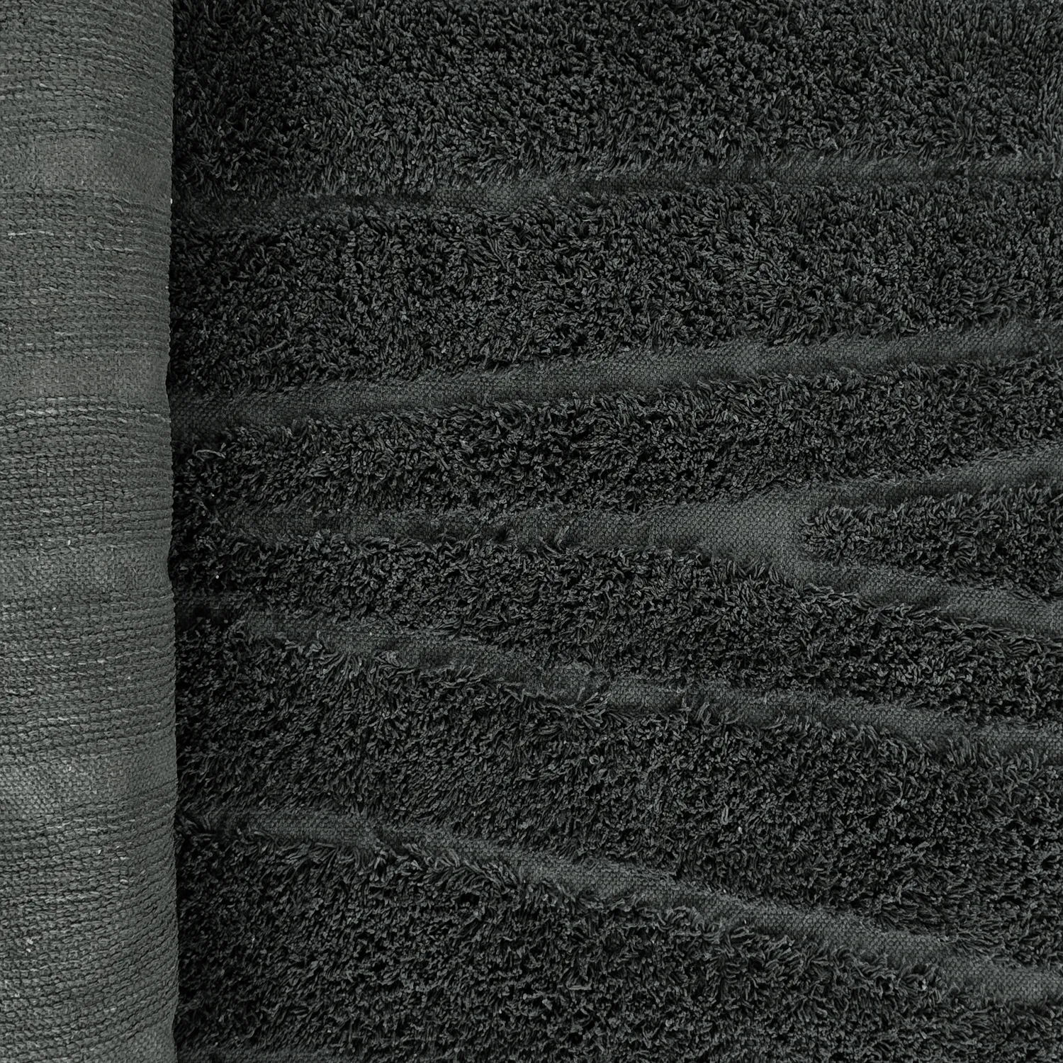 Runde Teppiche - Farley Natural Cotton Shaggy (schwarz)