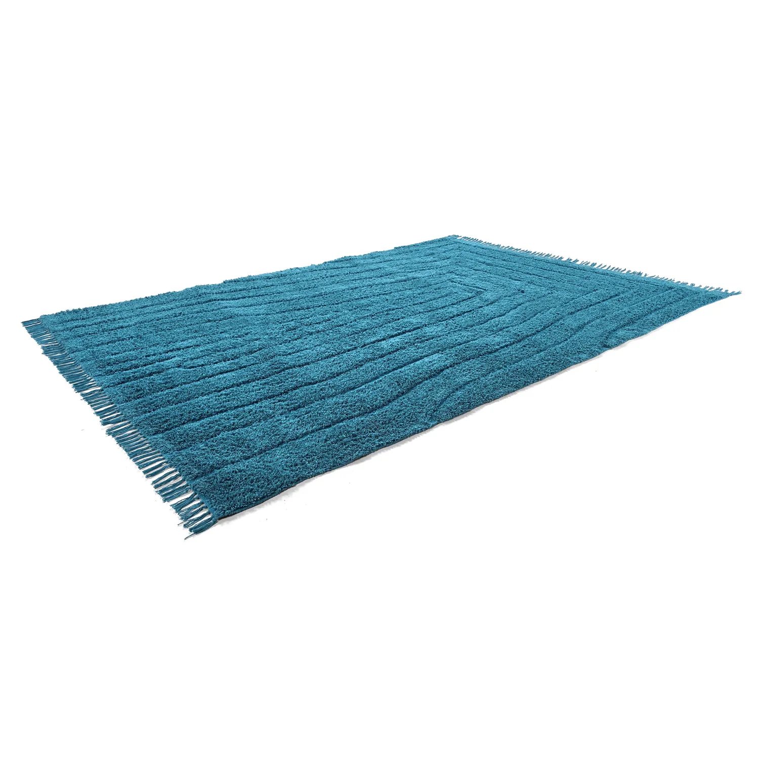 Hochflorteppiche - Farley Natural Cotton Shaggy (türkis)