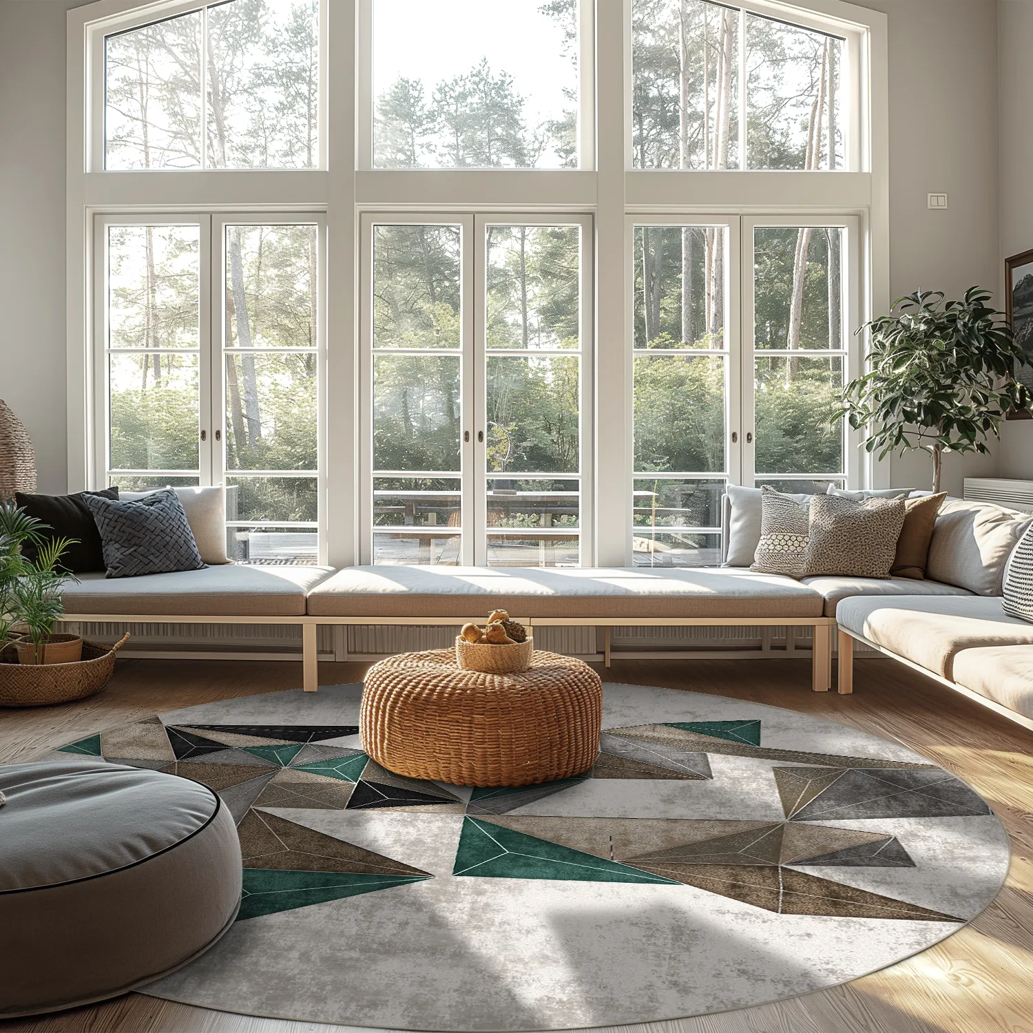 Rund Teppich - Feres (grau/beige/bunt)