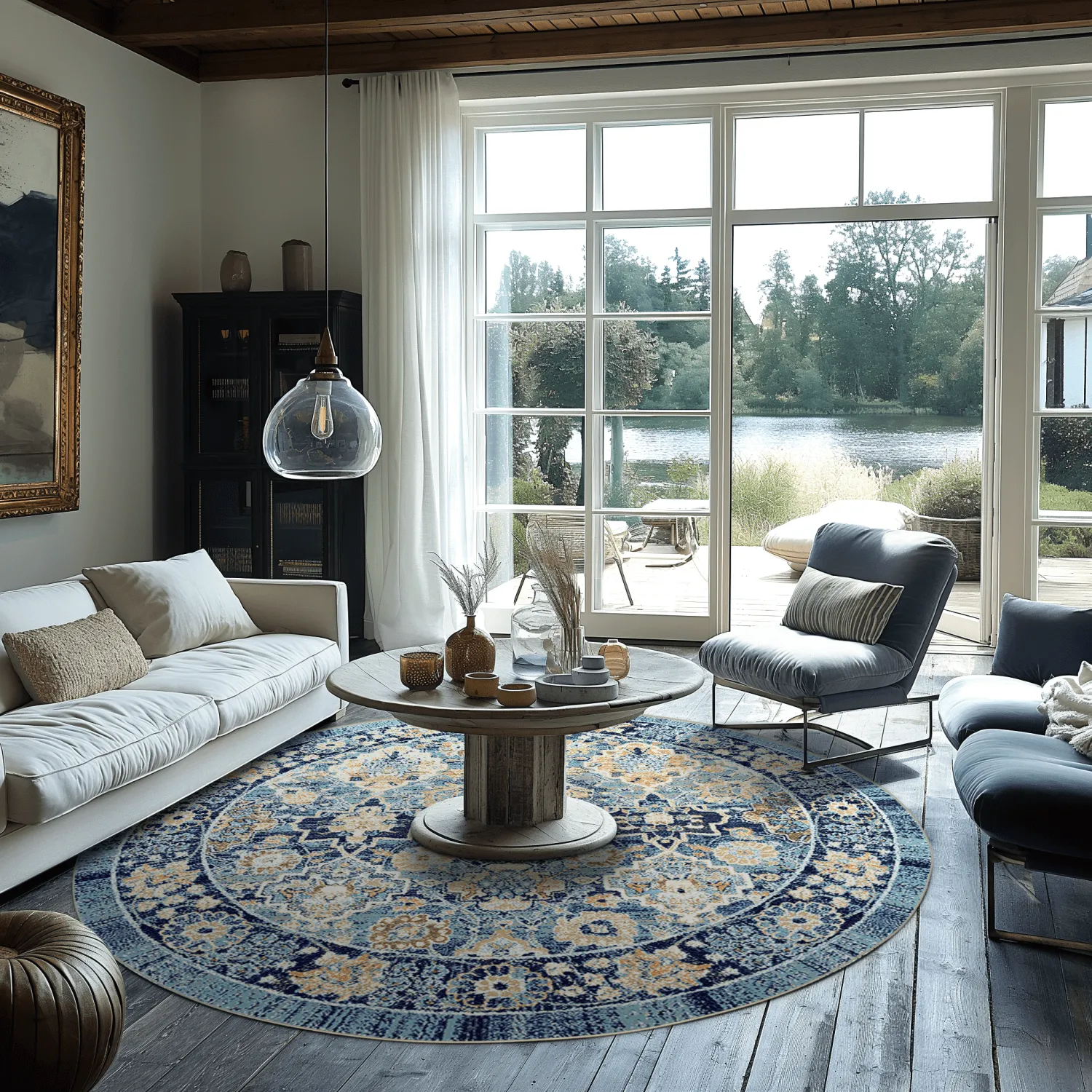 Rund Teppich - Fernana (blau/multi)