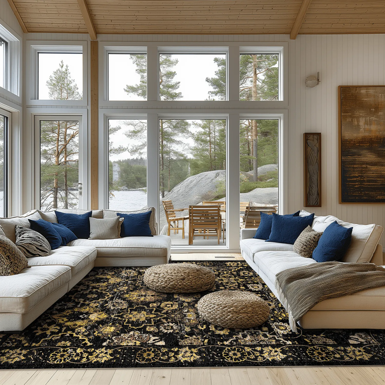 Wilton-Teppich - Fernana (schwarz/gold)