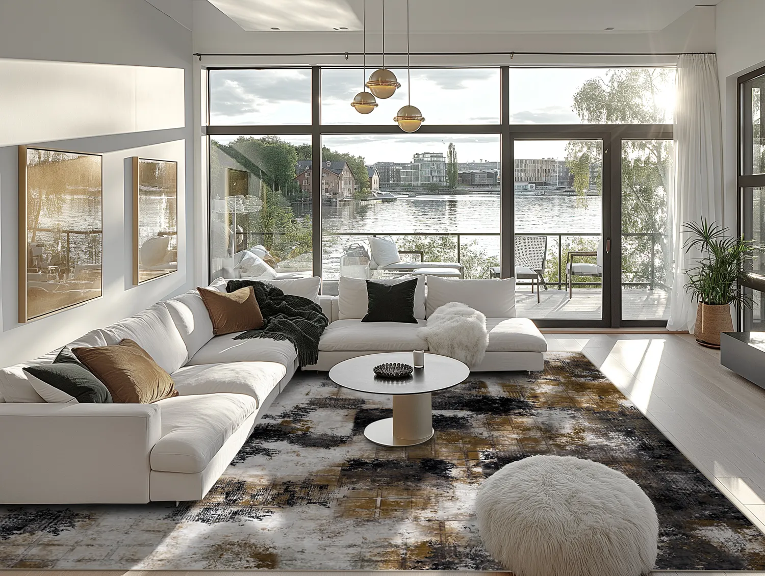 Wilton-Teppich - Flores (schwarz/braun/weiß)