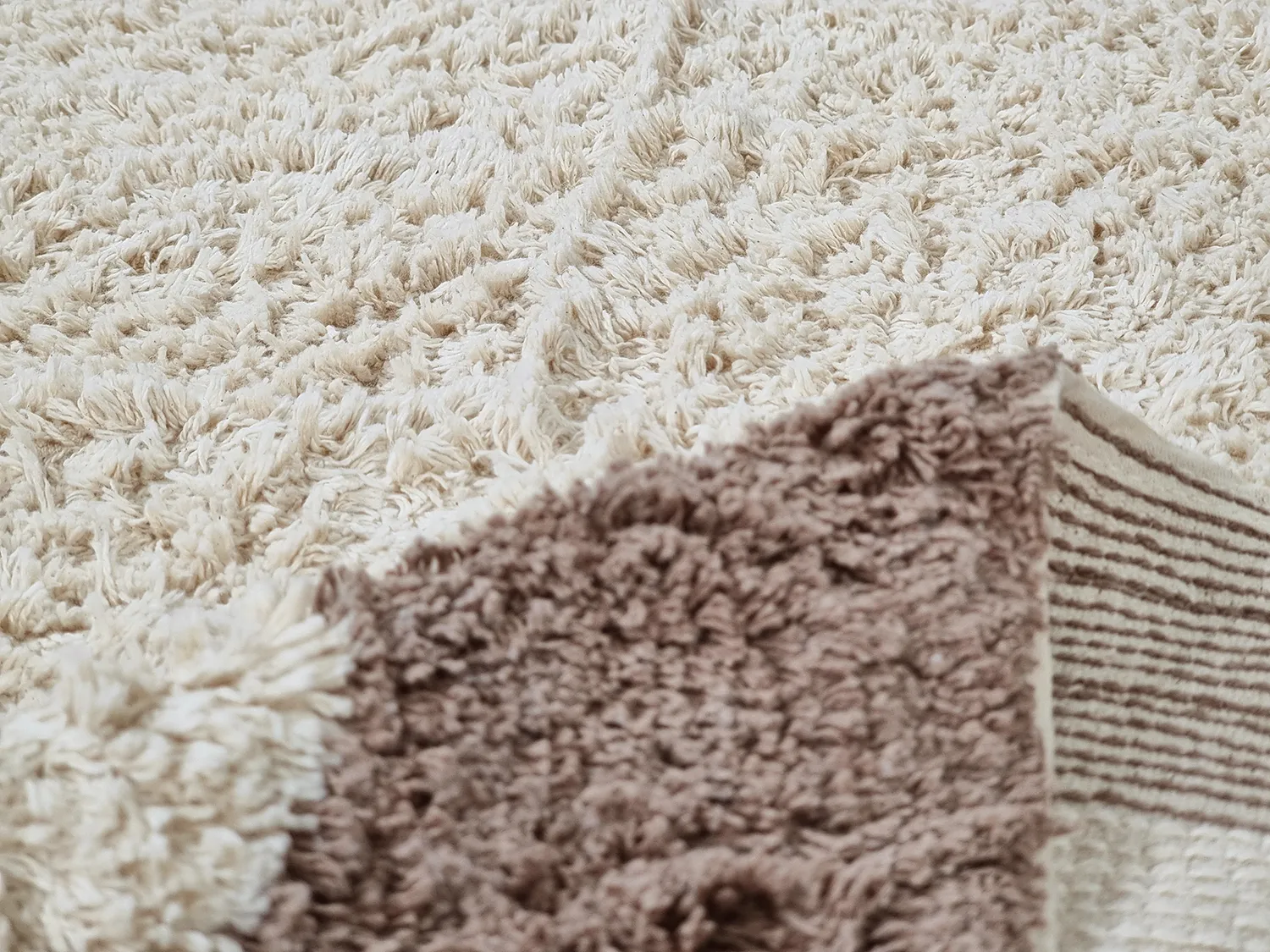 Hochflorteppiche - Galliano Natural Cotton Shaggy (cremefarben/braun)