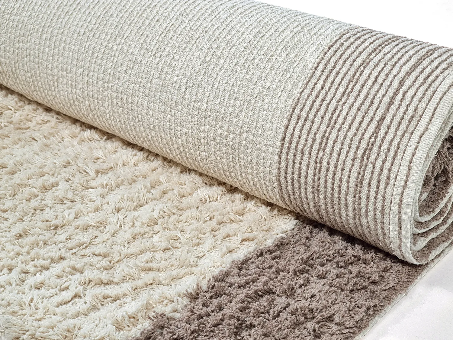 Hochflorteppiche - Galliano Natural Cotton Shaggy (cremefarben/braun)