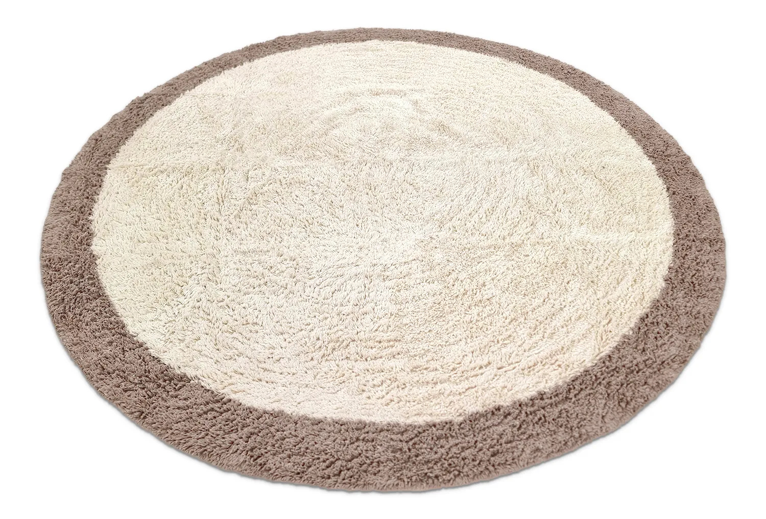 Runde Teppiche - Galliano Natural Cotton Shaggy (cremefarben/braun)