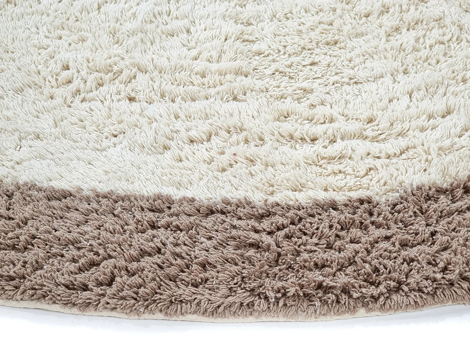 Runde Teppiche - Galliano Natural Cotton Shaggy (cremefarben/braun)