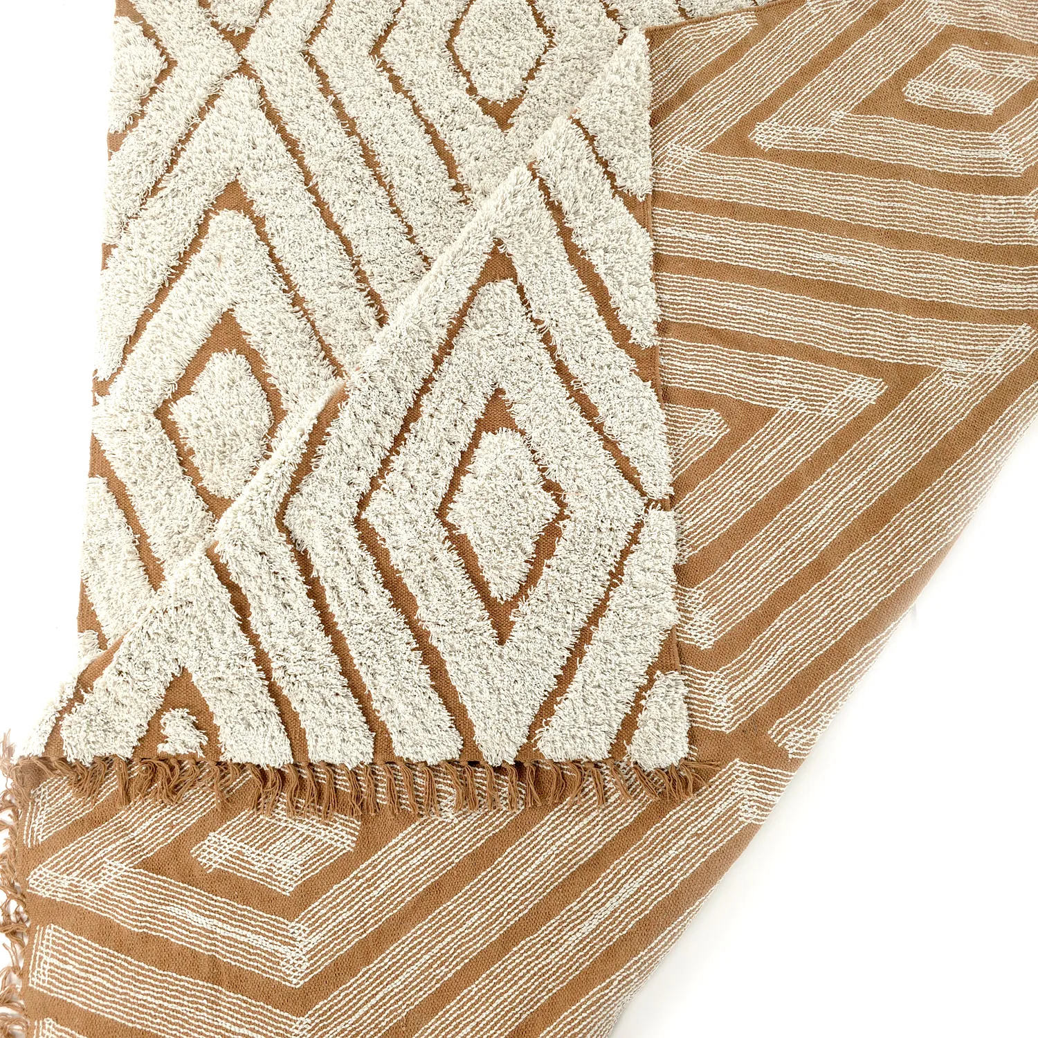 Tapis à poils longs - Holwell Natural Cotton Shaggy (umazano bela/rjava)