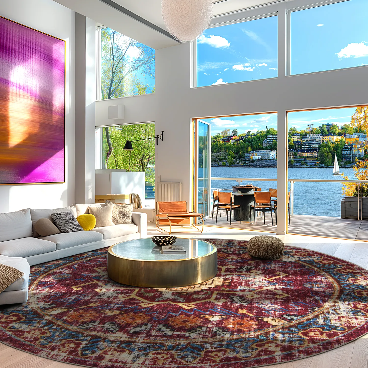 Rund Teppich - Idri (burgund/multi)