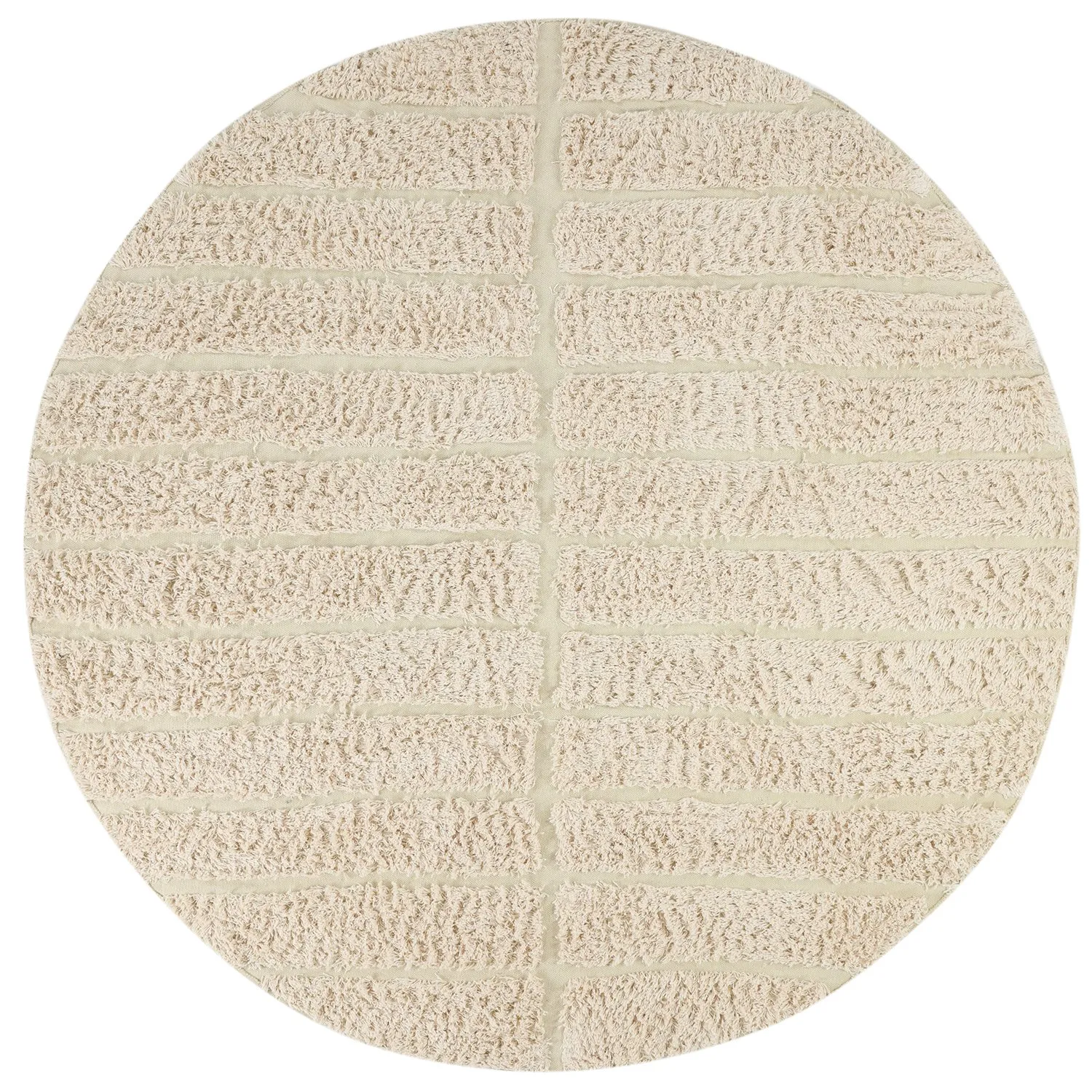 Rund Teppich - Ikara Natural Cotton Shaggy (creme)