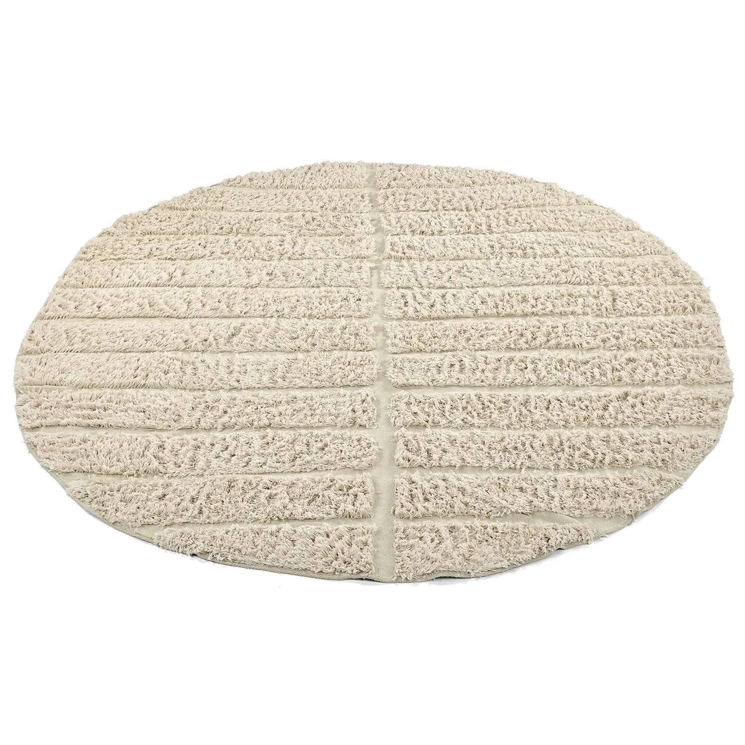 Rund Teppich - Ikara Natural Cotton Shaggy (creme)