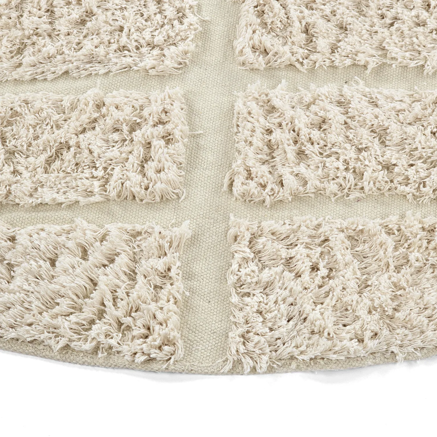 Rund Teppich - Ikara Natural Cotton Shaggy (creme)