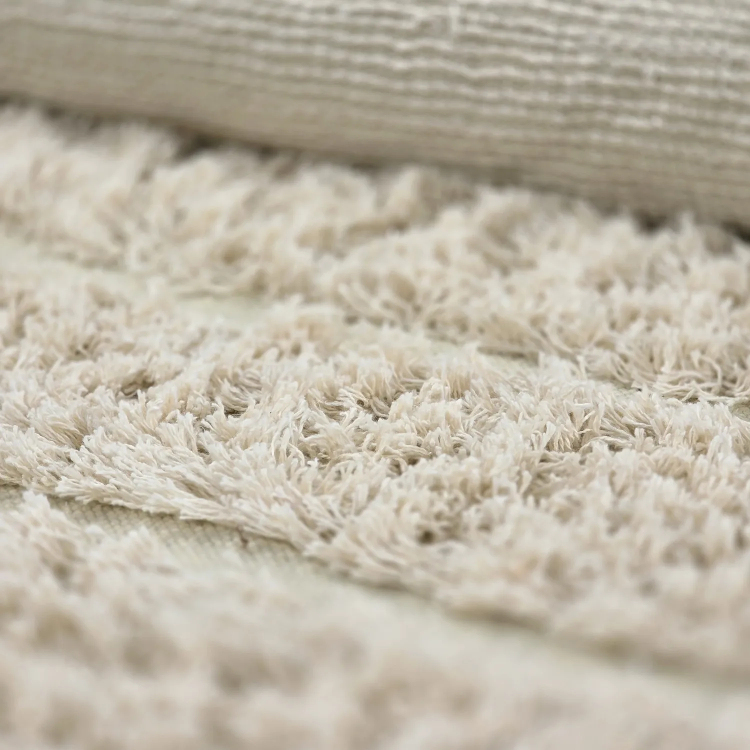Rund Teppich - Ikara Natural Cotton Shaggy (creme)